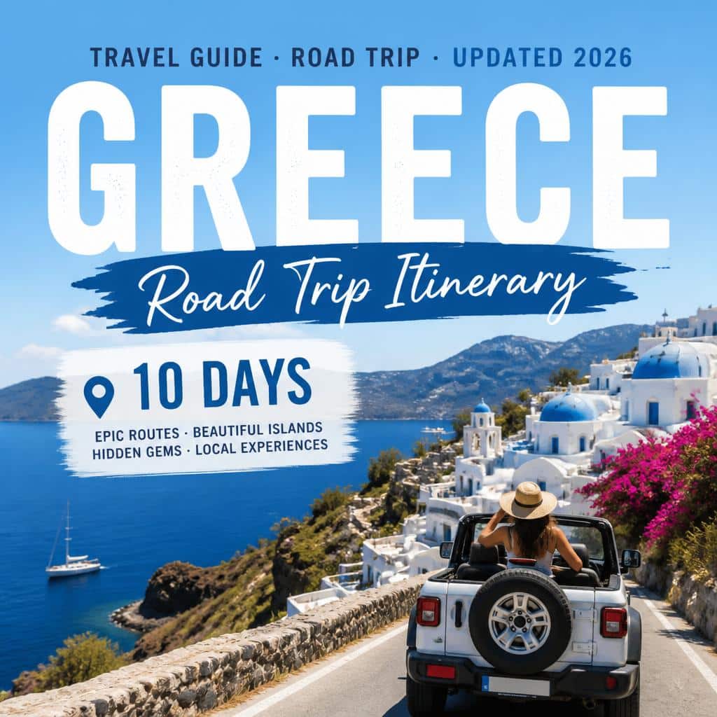 gpt image 2 Greece Travel Guide · Road Trip · Updated 2026 Greece Road Trip Itinerary 10 D 0 1